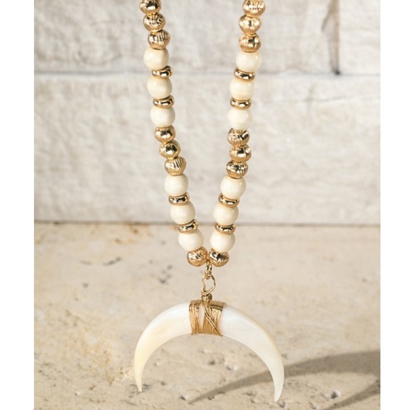 Jewelry - Shell crescent horn necklace & matching earring set.